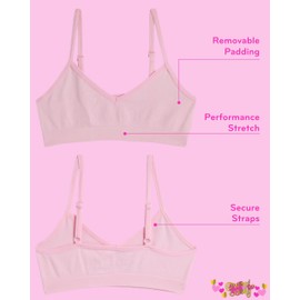 Sweet & Sassy Girls Seamless Training Bra Cami Training Bra Stretch Performance Seamless Bra 9 Pack, Size Large, Basics