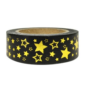 Wrapables Colorful Washi Masking Tape, Metallic Gold Stars