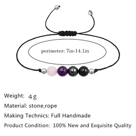 Crystal Bracelet for Women Men Spiritual Crystals and Healing Stones Bracelets Natural Healing Crystal Beads Bracelet Amethyst Gem Bracelet for Anxiety Relief Healing Crystals Jewelry (Empath Protection)