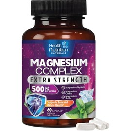 Health Nutrition Naturals Cápsulas Complejo Magnesio 500 Óxido Glicinato Malato Citrato Suplementos Minerales Quelado Alta Absorción Músculos