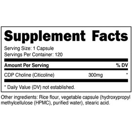 Nutricost CDP Choline (Citicoline) 300mg, 120 Veggie Capsules - Non-GMO, Vegan Friendly, Gluten Free