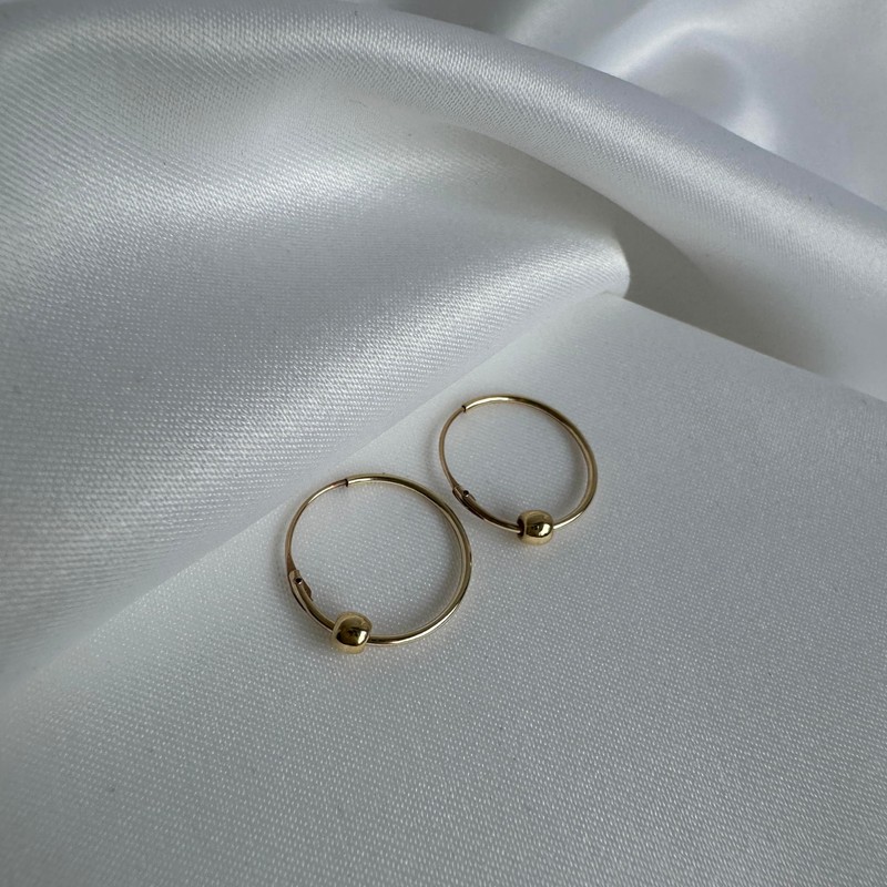 9ct Yellow Gold Hoop Earrings with 3mm Bead