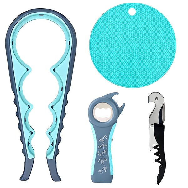 Jar Opener, Screw Cap Opener, Can Opener, Bottle Opener for