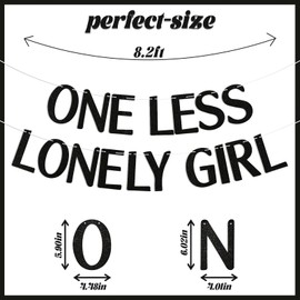 One Less Lonely Girl Banner - Black Bachelorette Party Decor, The Night Before Bridal Shower Wedding Party Decorations Black Glitter