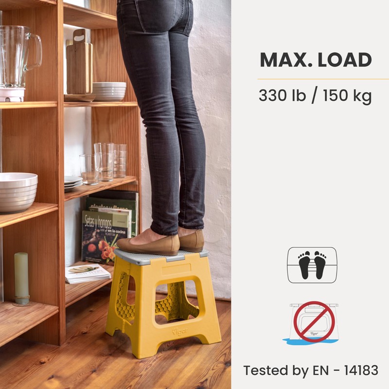 Vigar Compact Step Stool Foldable, 12-1/2-inch Step Stools for Adults