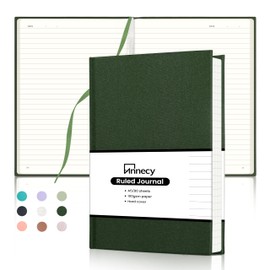 Annecy Numbered College Ruled Lined Journal Notebook, Medium 5.5x 8.25, 160 Pages 100GSM Writing Paper, A5 Green Faux Leather Cover with Pen Loop