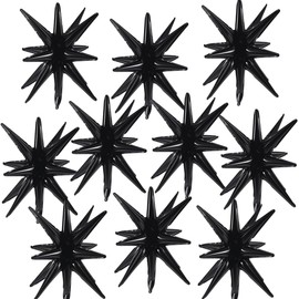 10 Pcs Star Explosion Starburst Balloons One-Piece Foil Cone Balloons for Birthday Wedding Anniversary Party Backdrop Decoration (Black, 22 Inch)