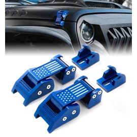 Blue U.S. Flag Aluminum Hood Latches Compatible with 2007-2026 Jeep JK JL