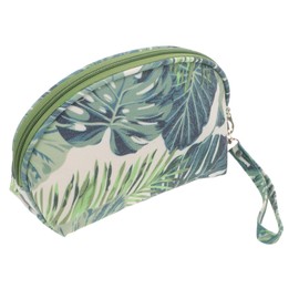 OATIPHO Monstera Leaf Pattern Cosmetic Pouch Stylish Makeup Bag Travel Toiletry Bag for Women Spacious Portable Design Durable Canvas Material for Easy Organization