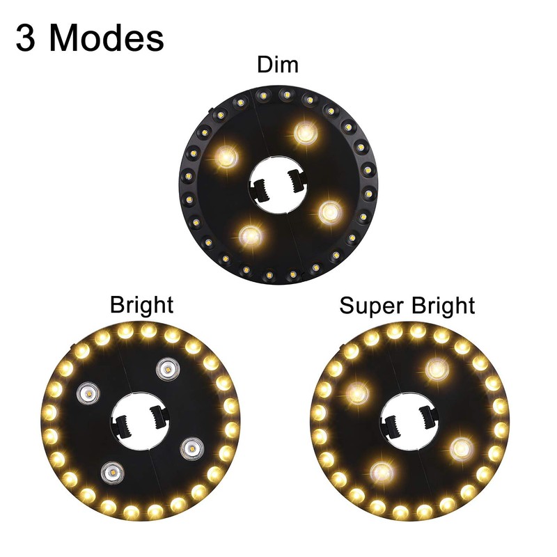 Warm White Patio Umbrella Light 3 Brightness Modes Cordless 28