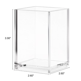 CECOLIC Acrylic Pen Holder 2 Pack Clear Pencil Holder Desk Accessories, Acrylic Pencil Cup Stationery Organizer for Office, School, Home Supplies