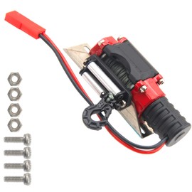 Vgoohobby RC Crawler Winch w/Steel Wire Compatible with Traxxas TRX4 Axial SCX10 90046 RC4WD D90 Redcat Gen8 1/10 RC Crawler Car Option Part (Red)