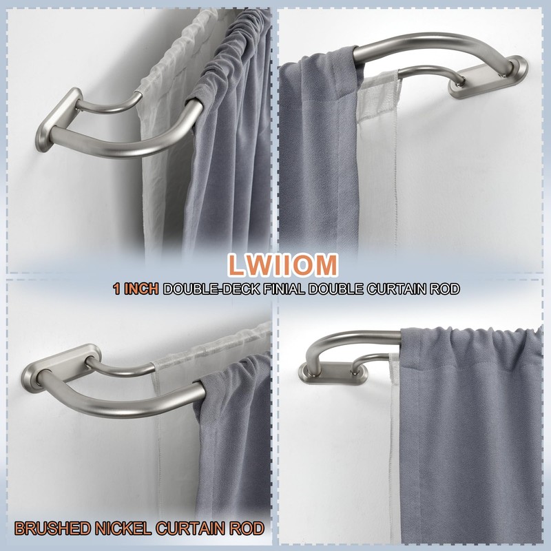 Lwiiom Double Curtain Rod for Windows 28 to 48 Inch,Adjustable