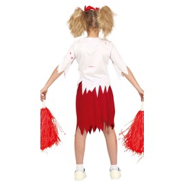 FIESTAS GUIRCA Zombie Cheerleader Fancy Dress Costume - Red and White Cheerleader Dress for Girls 10-12 Years