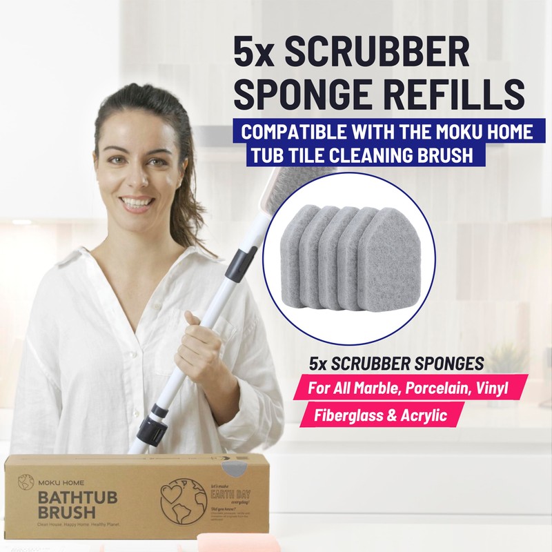 Moku Home Replacement Scrubber Refill for Extendable Tub Tile Shower