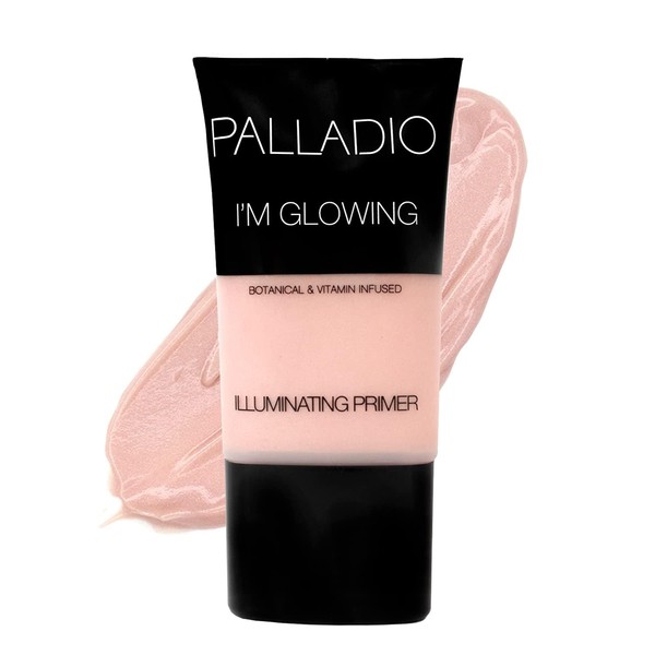 Palladio Im Glowing Illuminating Primer, prebase de maquillaje rosa nacarado
