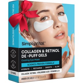 Under Eye Patches for Puffy Eyes and Dark Circles - Cooling Eye Masks for Women & Men with Collagen, Hyaluronic Acid & Retinol - Depuffing Undereye Mask Patches - Parches Para Ojeras - 15 Pairs