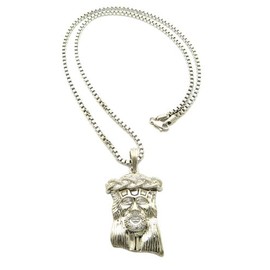 NYFASHION101 Crown of Thorn Jesus Pendant with 3mm 24" Box Chain Necklace, Silver-Tone