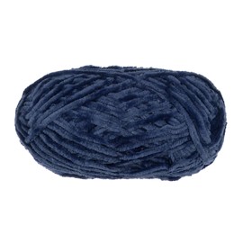 HARFINGTON 1 Skein Velvet Yarn Chenille Yarn 100g/3.5oz 87 Yards Total Length 6# Super Bulky Polyester Soft Blanket Yarn for Knitting Bag Scarf, Dark Blue