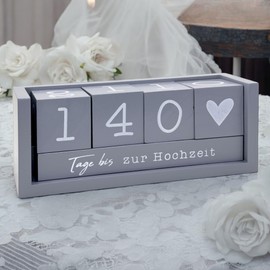 MIJOMA Yearly Countdown Calendar Wooden Cube - Permanent Yearly Table Calendar - Versatile Countdown to 432 Days for Special Occasions (Grey)