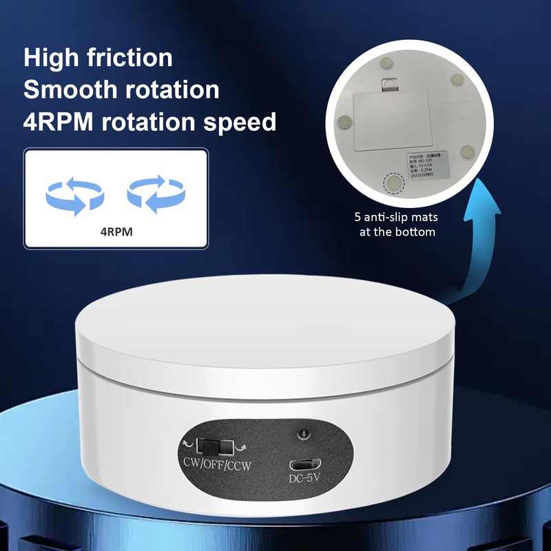 MYMULIKE Motorized Rotating Display Stand, Electric Rotating Turntable with PVC