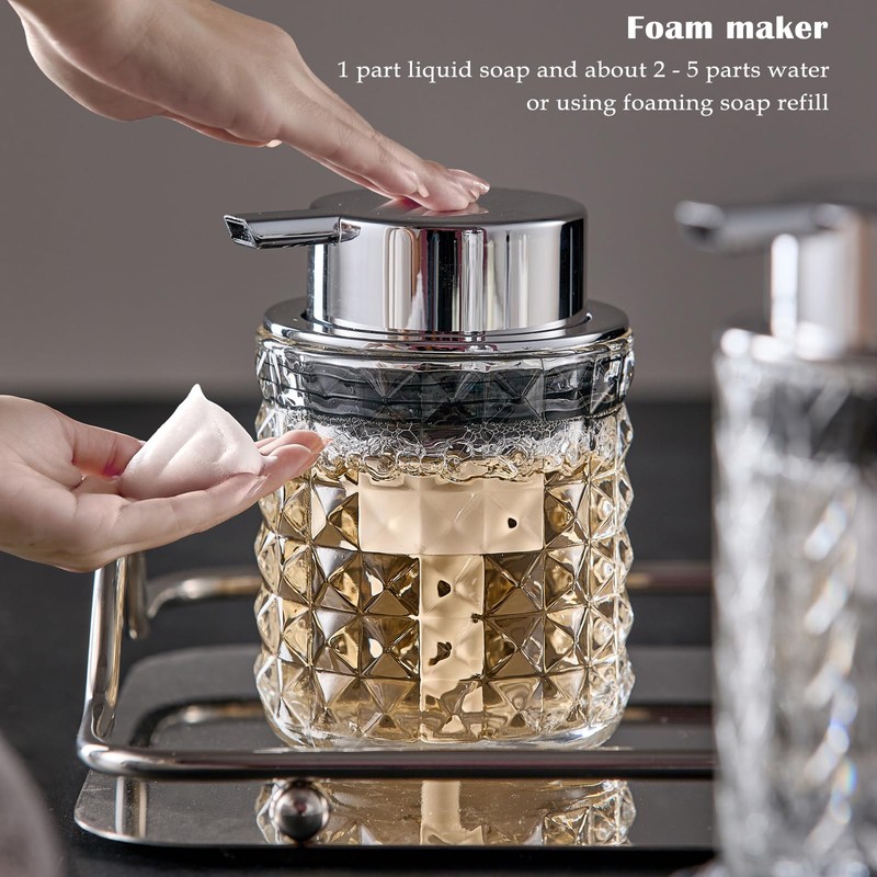 CICUFY Foaming Hand Soap Dispenser, Glass Foam Soap Dispenser or
