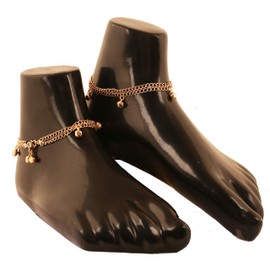 Touchstone Indian Bollywood Smart Chain Sweet Ghungroo Sound Designer Jewelry Paazeb Anklets Payal in Gold Tone for Women.