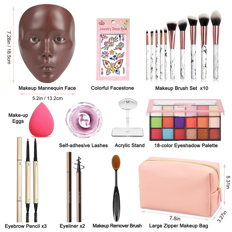 Banugo Makeup Mannequin Face - Silicone Head with Makeup Kit,