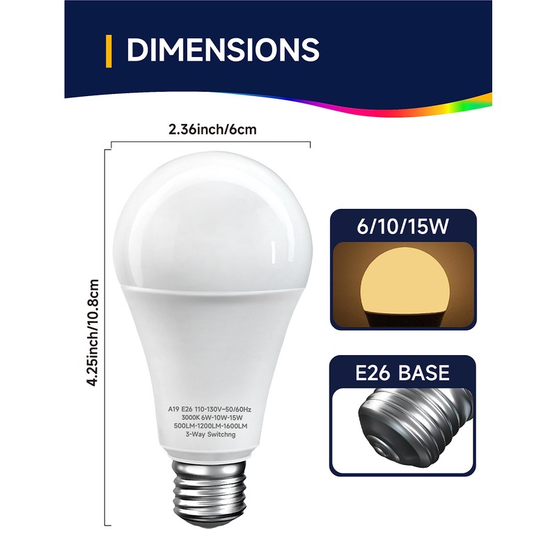 UNILAMP 3 Way Light Bulbs 30 70 100W Equivalent, 3-Way