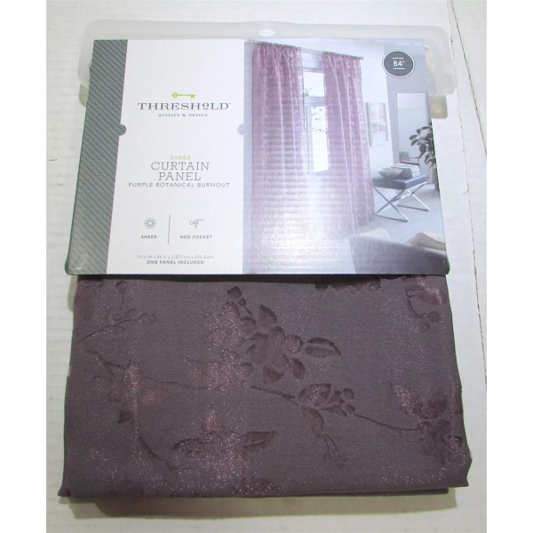Unbranded Botanical Burnout Window Sheer - Purple (54x84")