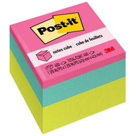 Post-it Notes Cube, 1 7/8 in. x 1 7/8 in Assorted Colors 400 Sheets/Cube, 1 Cube/Pack