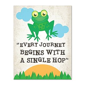 Every Journey Begins with a Single Step, Nursery Decor, 05x07 Inch Print Wall Decor, playroom Decor, Motivational Quotes, Inspirational Decor, Frog Decor, Every Journey Quote,Cute Decor for Kids
