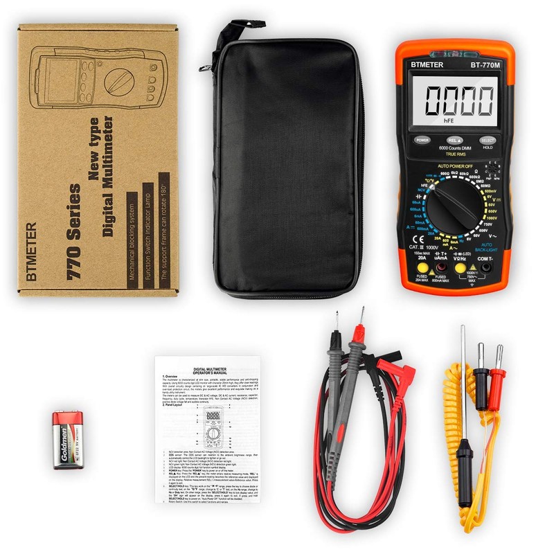 Digital Multimeter TRMS 6000 Count, BTMETER BT-770M Auto/Manual Ranging DMM