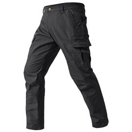 SPOSULEI Mens Cargo Pants Waterproof Ripstop Durable Tactical Work Pants Outdoor Lightweight Utility Hiking Working Construction Pants with 7 Pockets Black 36Wx30L