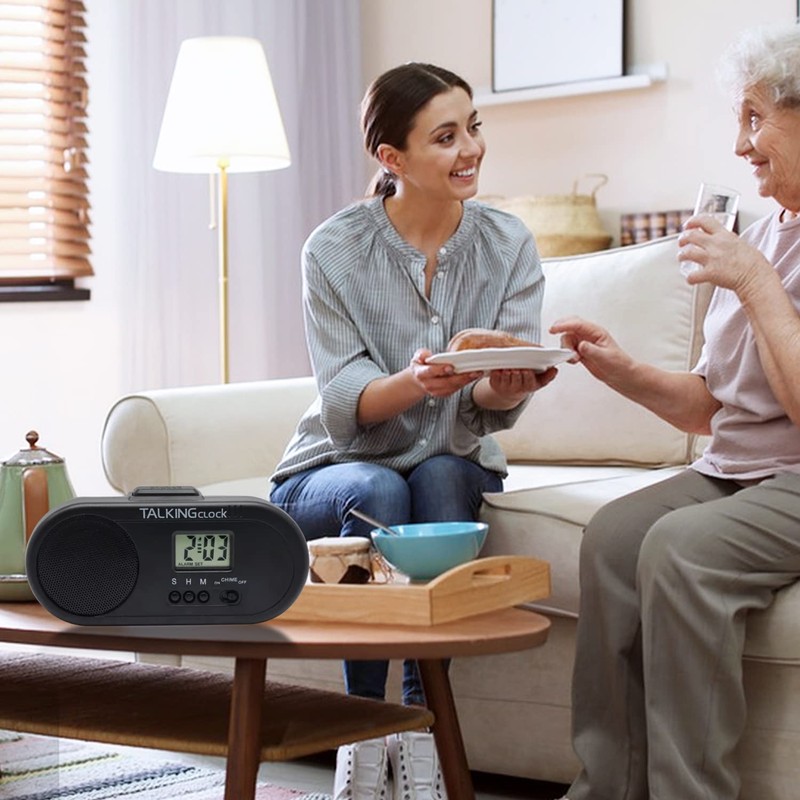 LCD Talking Clock,Display and Speaks The Day Hour annoucement Pill
