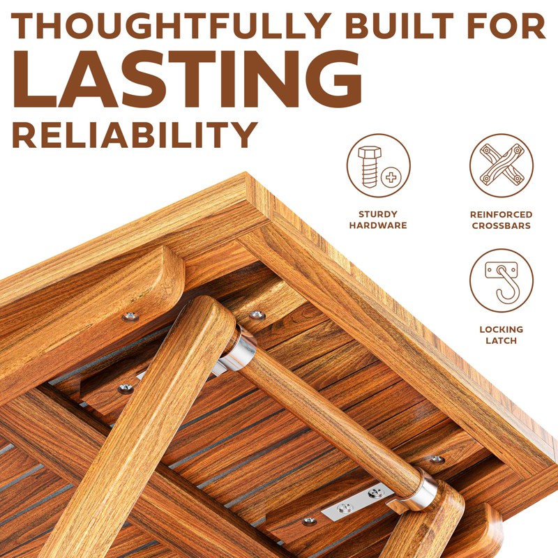 Melino Wooden Folding Outdoor Side Table 18x16x16 in, FSC Certified