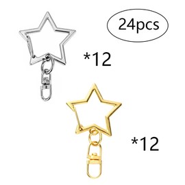 Pack of 24 Swivel Key Ring, Lobster Clasp, Carabiner Key Ring with Key Ring, Carabiner Hook with Key Rings for DIY, Backpack, Sewing Projects, Crafts