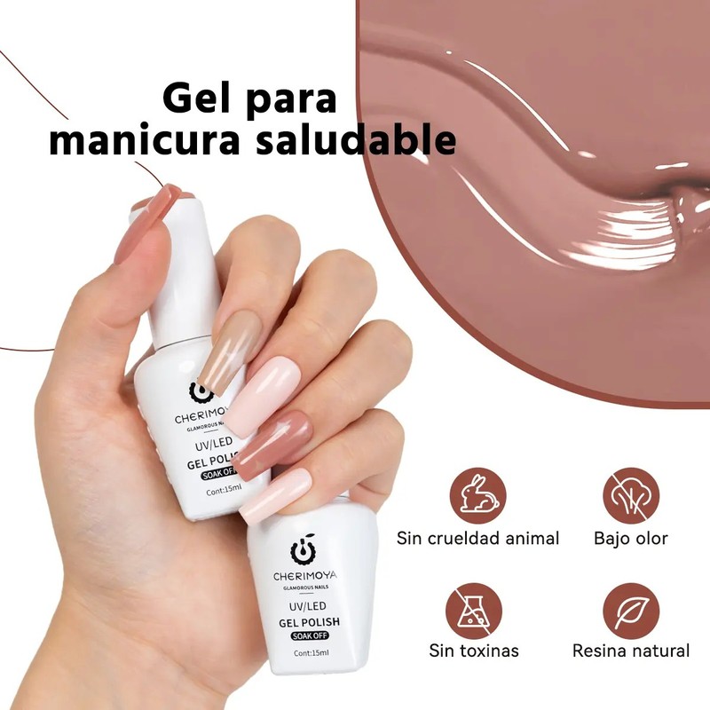 Kit Esmaltes Semipermanentes Gama De 3 Geles 15ml Cherimoya