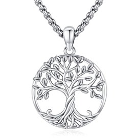 Eusense Tree of Life Pendant 925 Sterling Silver Necklace Tree Life Gifts Jewellery for Mother's Day Women Ladies Girls, Sterling Silver, No Gemstone