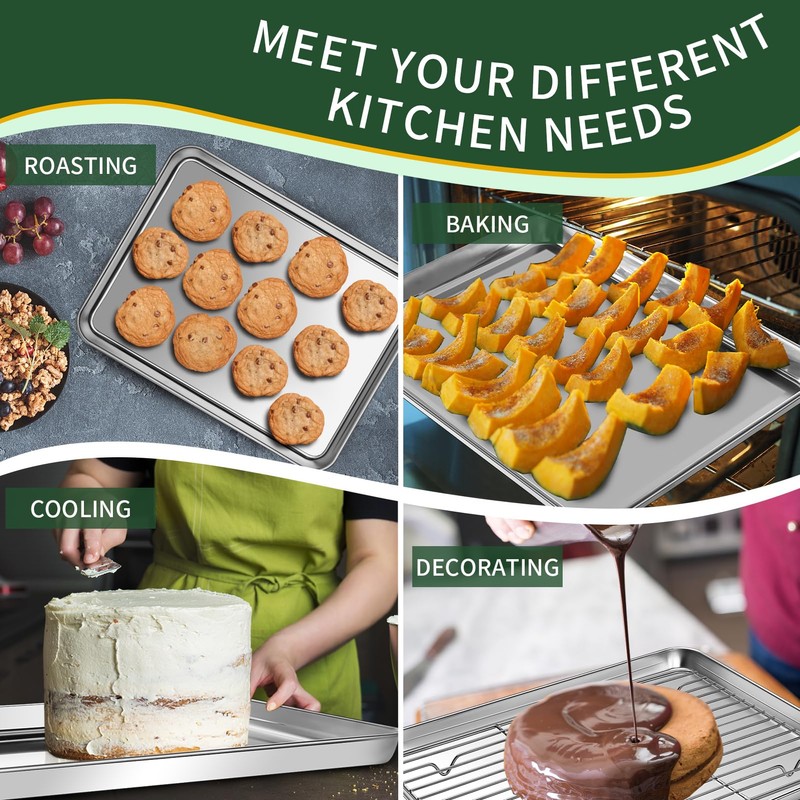 Baking Sheet with Cooling Rack Set(2 Baking Pans+2 Baking Racks),