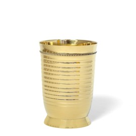 HANDTECHINDIA Pure Brass Glass Tumbler 250 ML with Beautiful Design, for Drinking Serving Water, Yoga & Ayurveda Drinkware Daily Use (Ring)