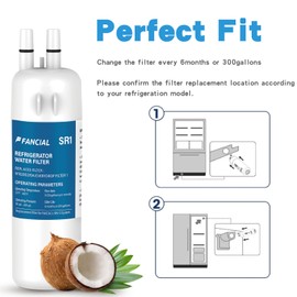 Fancial NSF Certified Refrigerator Water Filters Replacement for Whirlpool, Maytag, KitchenAid-Compatible with EDR1RXD1,W10295370A, Filter 1, WHR1RXD1,6-Month Long Life,four-pack