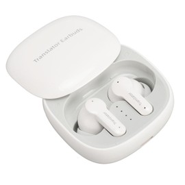 Denash Multifunction Translator Earbuds, 144 Language Real Time Translation with Bluetooth 5.0, Touch Control & Noise Cancellation for Travel, Business (White)