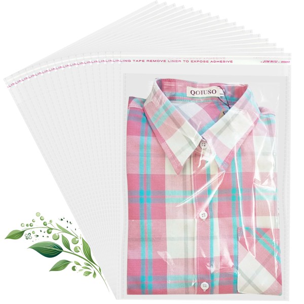 QOIUSO 9x12 Inch Self-Sealing Clear Plastic Shipping Bags for Clothes,