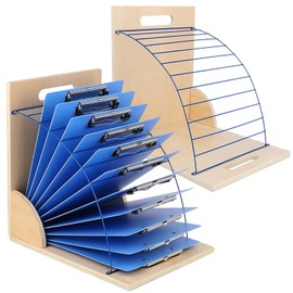 CuleedTec Clipboard Holder, Clipboard Storage Rack | Wooden Clipboards Stand with Sturdy Metal Shelf | Clipboard Organizer for Classroom, Office, and Home (Assembly Required) (2 PCS)