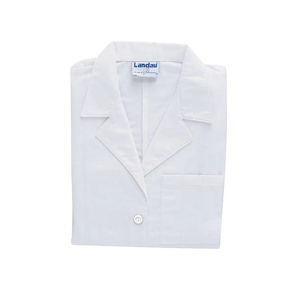 LANDAU 3155WWY SIZE 10 Collared Lab Coat, Cotton Poplin/Polyest