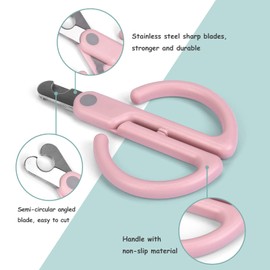 Aimondow Pet Nail Clippers Cats Dogs Sharp Angled Blade Claw Trimmer Easy Cutting Stainless Steel Pet Nail Scissors for Small Animals Rabbit Bird Puppy Kitten (Pink)