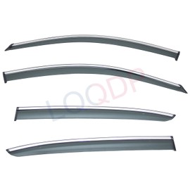 LQQDP 4pcs Smoke Tint With Chrome Trim Outside Mount Tape On/Clip On Style PVC Sun Rain Guard Vent Shade Window Visors Fit 13-17 Honda Accord 4-Door Sedan