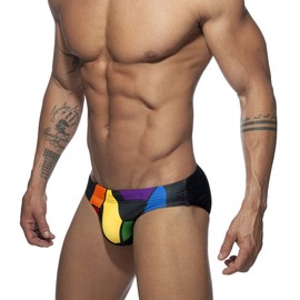 Ouruikia Traje de baño sexy para hombre, de talle bajo, con almohadilla extraíble, Negro -, Medium