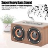 Wood Bluetooth Speaker Subwoofer FM Radio HiFi Music Clock Alarm